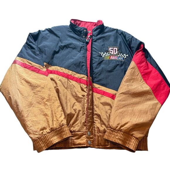 Vintage 1998 Nascar 50th Anniversary Chase Authentics Puffer Jacket Mens Large - Picture 2 of 7